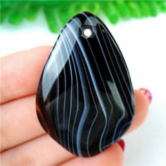 Lakeview Apparel Jewelry - Unique Striped Onyx Agate Free Shape Pendant Bead